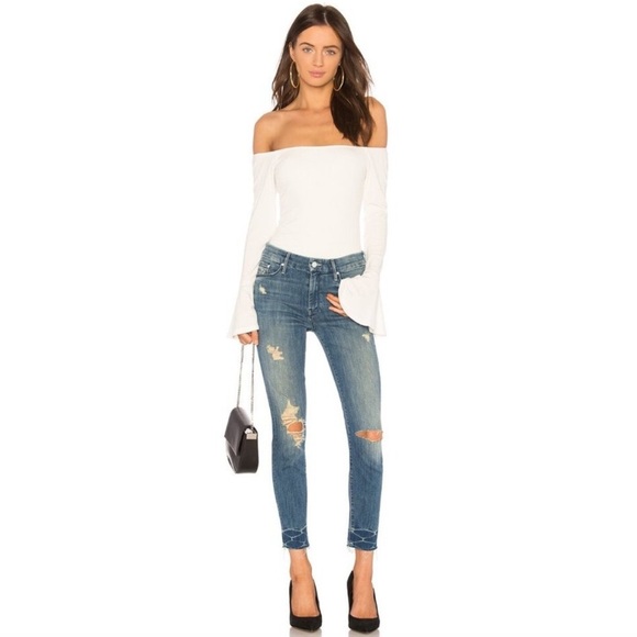 MOTHER Jean Looker Ankle Fray Size 26 Naughty Intentions 26x27.25 blue distress - Picture 1 of 16